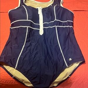 Livi Active Blue and White One Piece Swimsuit with Sporty Design